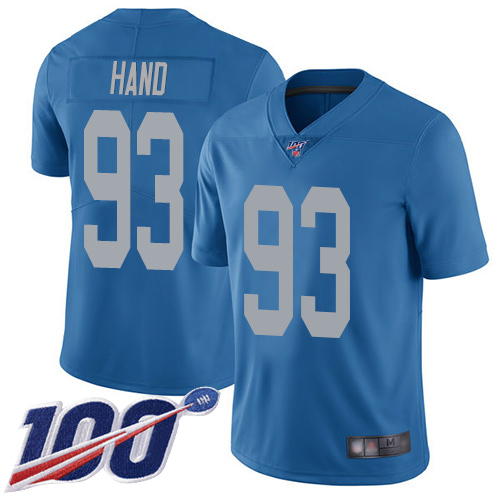Detroit Lions Limited Blue Men Dahawn Hand Alternate Jersey NFL Football #93 100th Season Vapor Untouchable->youth nfl jersey->Youth Jersey